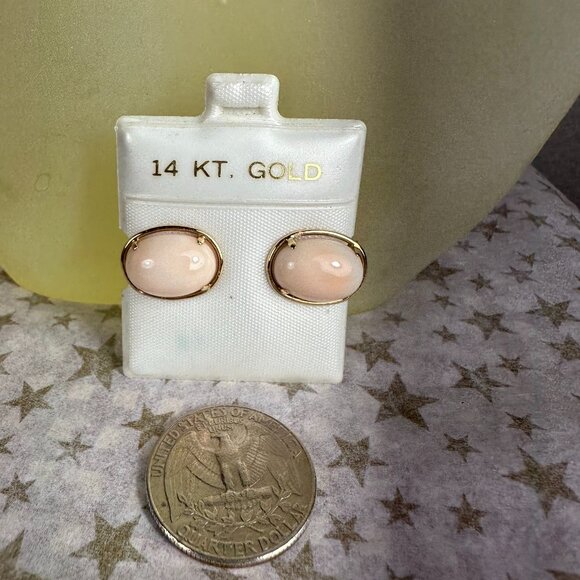 14K Gold and Genuine Coral French Clip Earrings - Picture 5 of 6